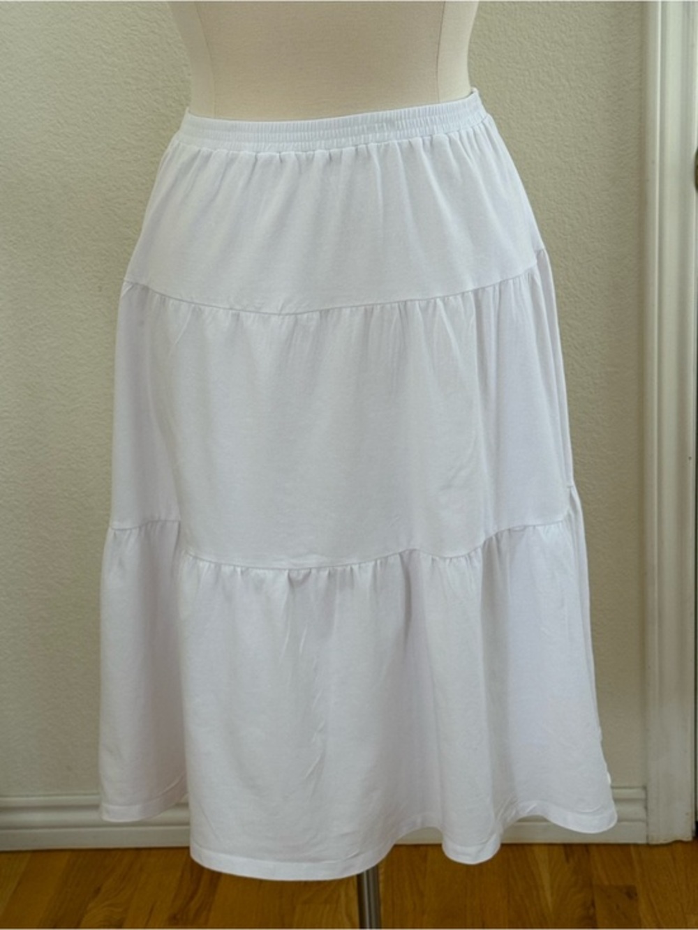 Appleseed's White Tiered A-Line Midi Skirt